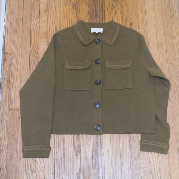 Sezane Betty Cardigan Olive Green - Picture 3 of 4